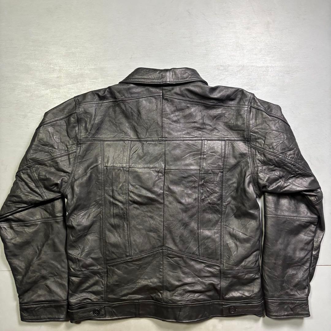 大きいサイズ✨レザートラッカージャケット　3rd 本革オールレザー　黒　XXL