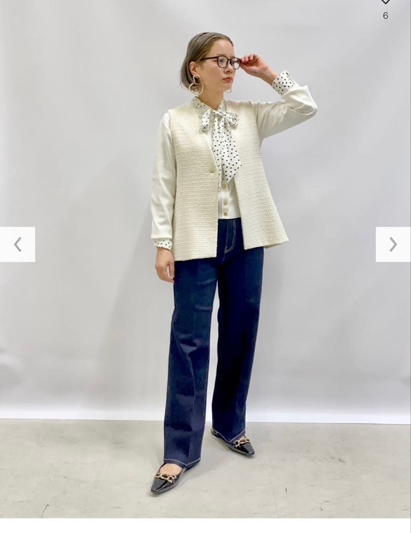 極美品 PLST ツイードペプラムジレ S ホワイト