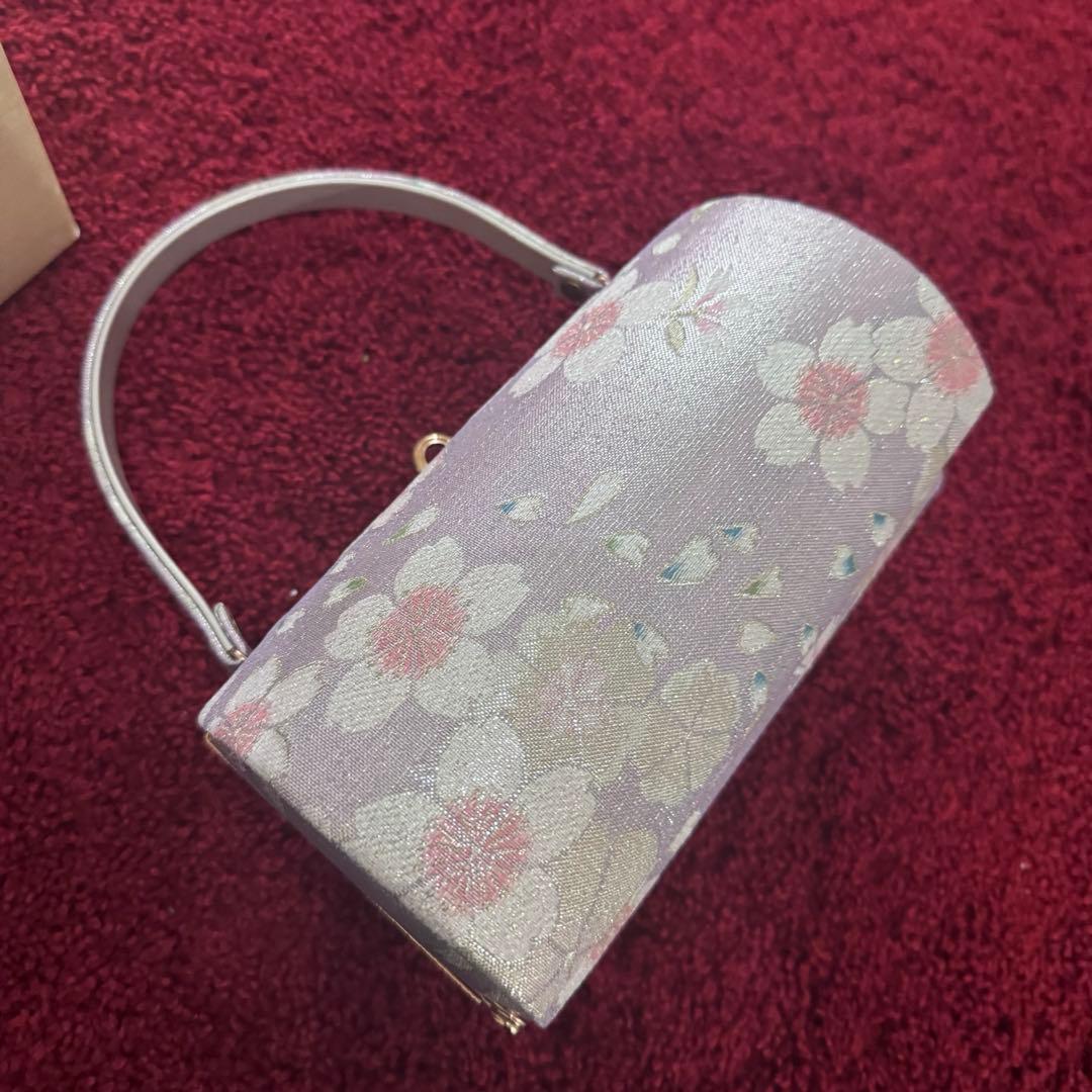 薄紫色 花柄 和装用バッグと草履セット　振袖　成人式