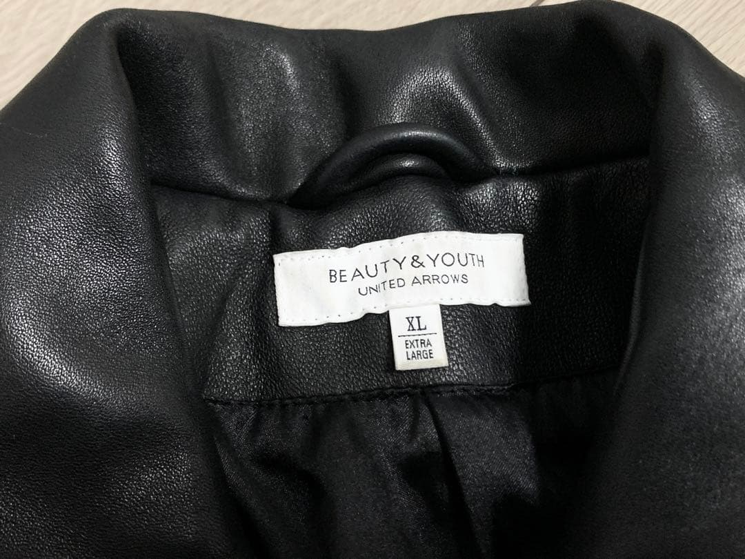 希少XL◎ BEAUTY & YOUTH 羊革 シープレザー ダブルライダース