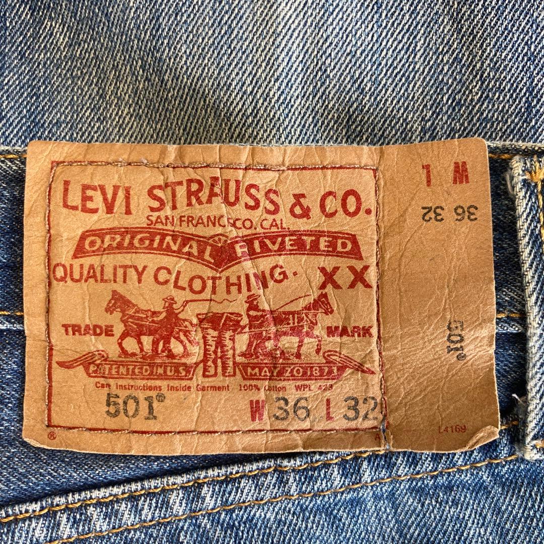 ★送料無料★Levis501★濃紺インディゴ ヒゲ Big Size★W36