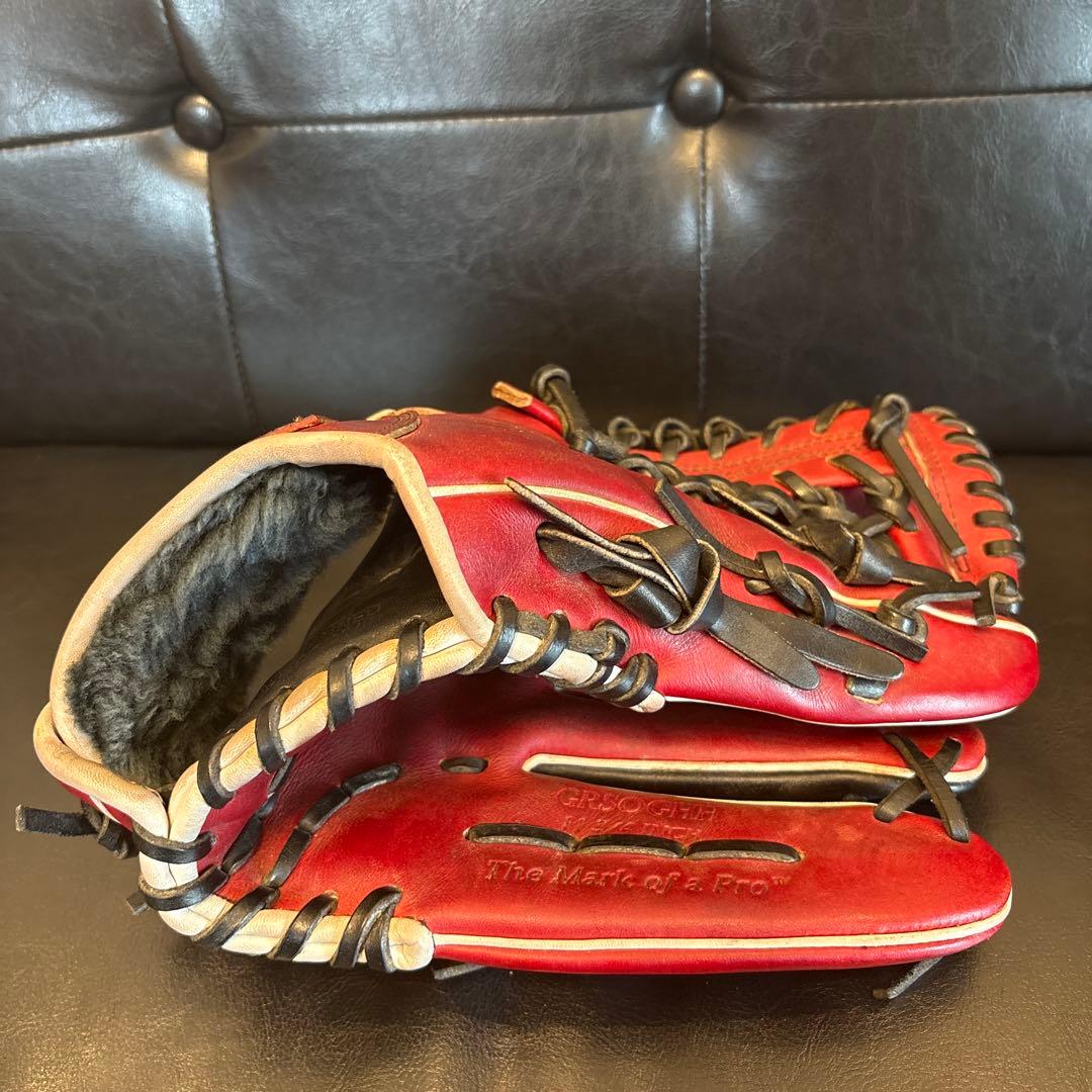【美品】Rawlings HOH 軟式野球グローブ レッド 内野 オーダー
