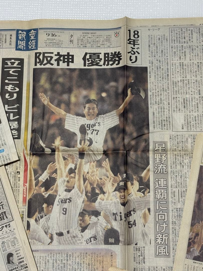 阪神タイガース 2003年 優勝記念新聞　スポーツ5紙2セット　一般紙6紙