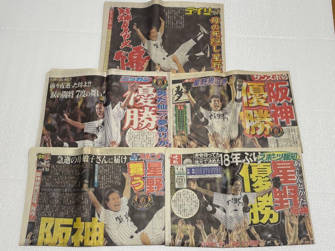 阪神タイガース 2003年 優勝記念新聞　スポーツ5紙2セット　一般紙6紙