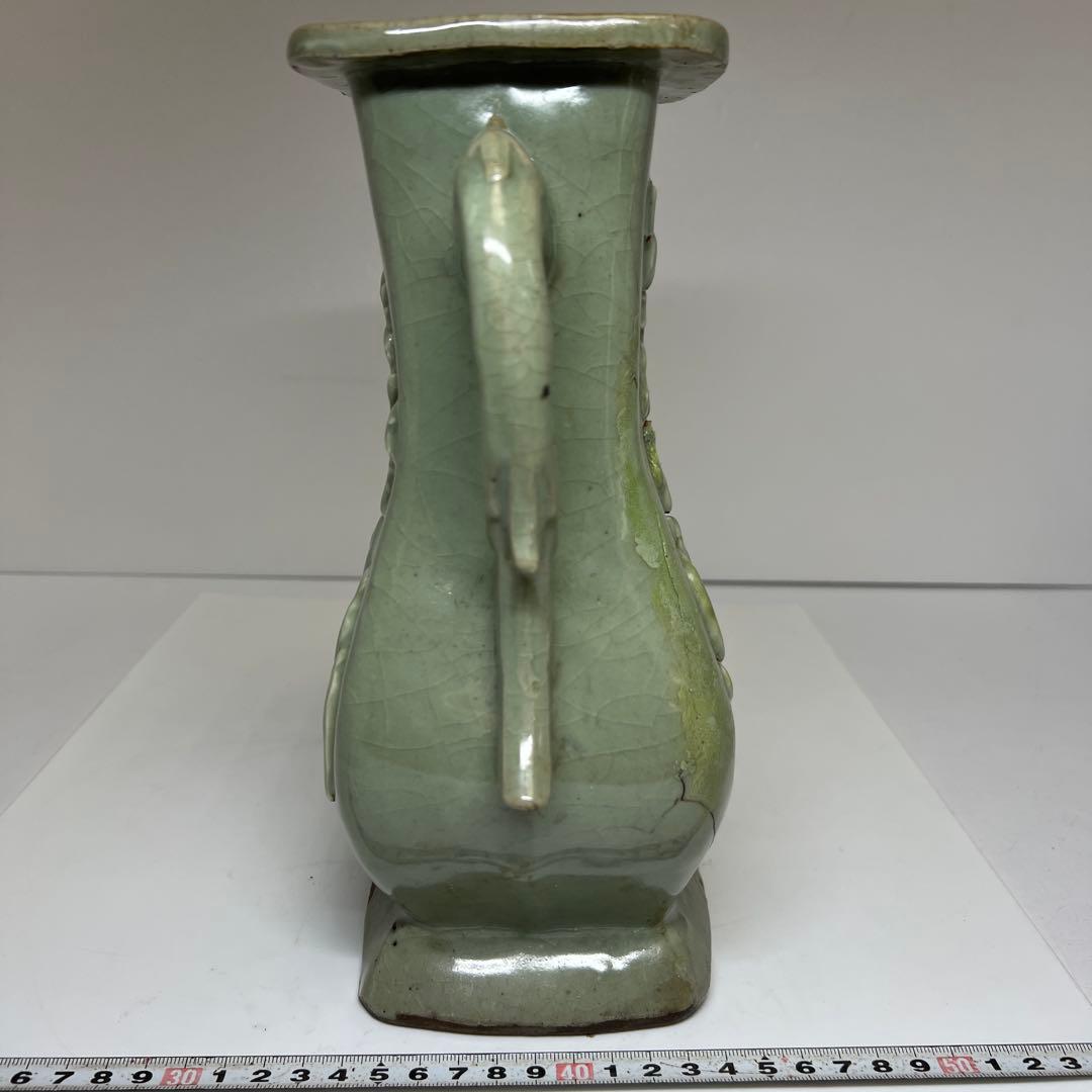 専用　中国古玩　青磁花入大　高さ約25.5㎝ 東Y8-0216①