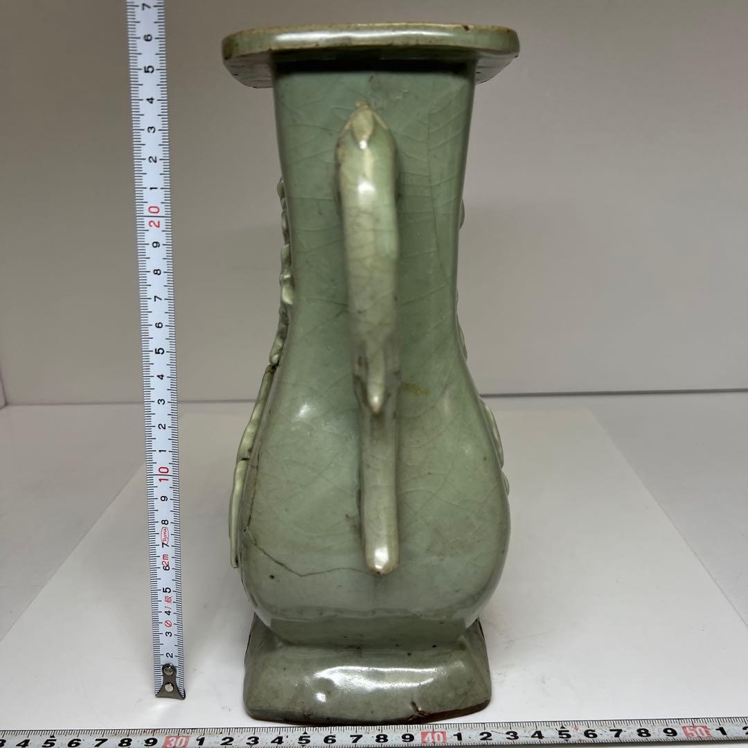 専用　中国古玩　青磁花入大　高さ約25.5㎝ 東Y8-0216①