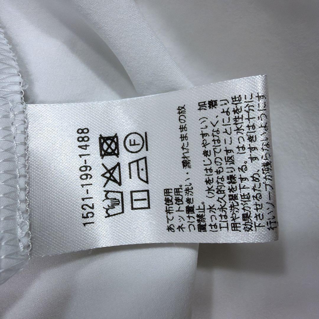 ユナイテッドアローズ レースプリーツ フリル ブラウス スタンドカラー　白黒