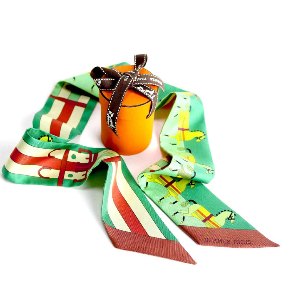 新品・未使用 HERMÈS Twilly エルメス ツイリー スカーフ シルク