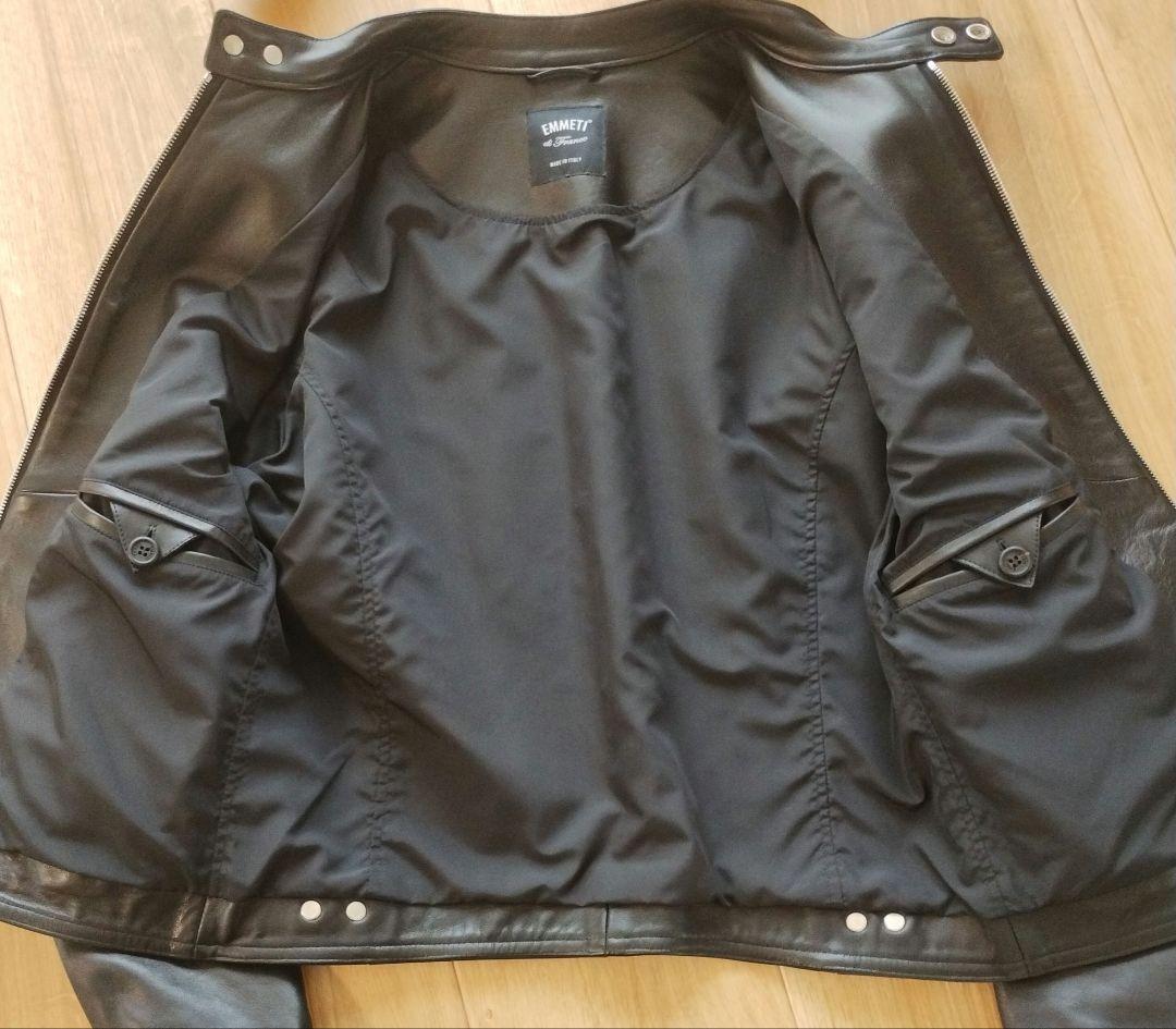エンメティ レザージャケット 46 黒 美品