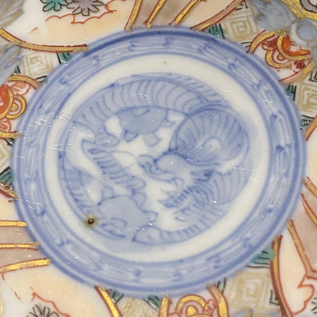 骨董・古伊万里　輪花皿色絵手塩皿　瀬戸口冨右衛門　錦絵　小皿・豆皿・四寸皿　二枚