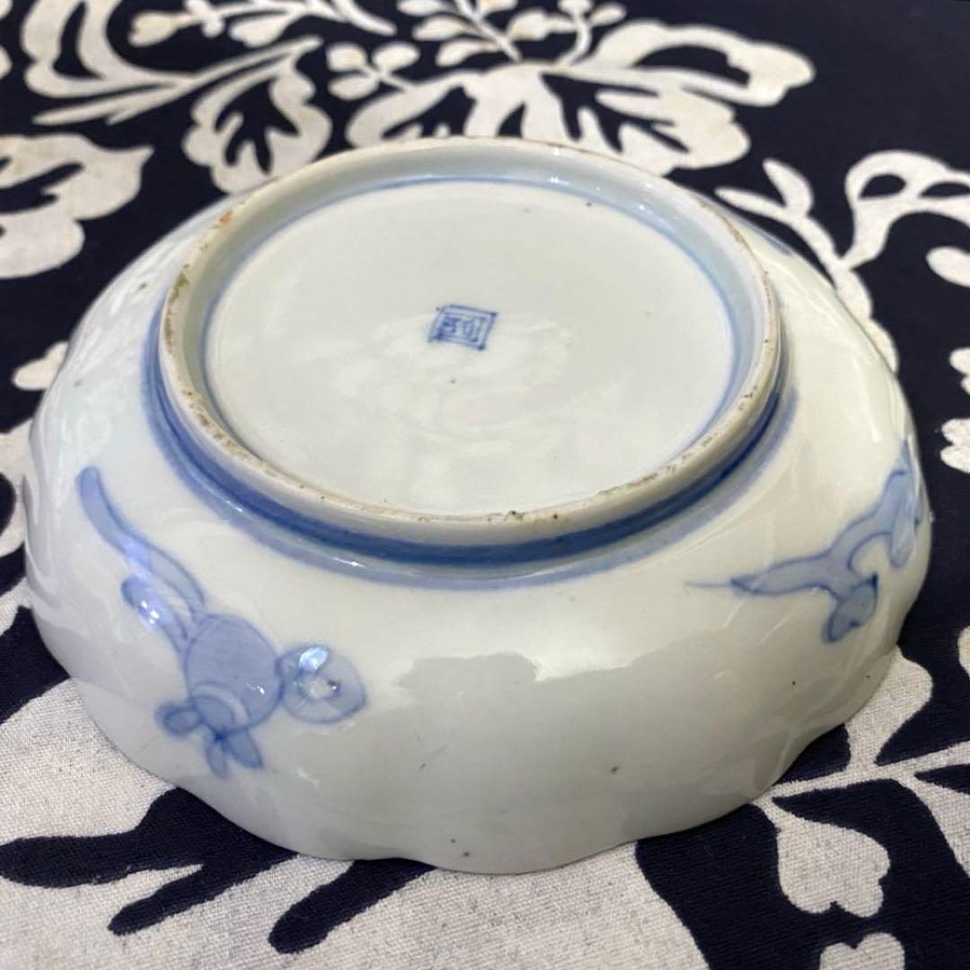 骨董・古伊万里　輪花皿色絵手塩皿　瀬戸口冨右衛門　錦絵　小皿・豆皿・四寸皿　二枚