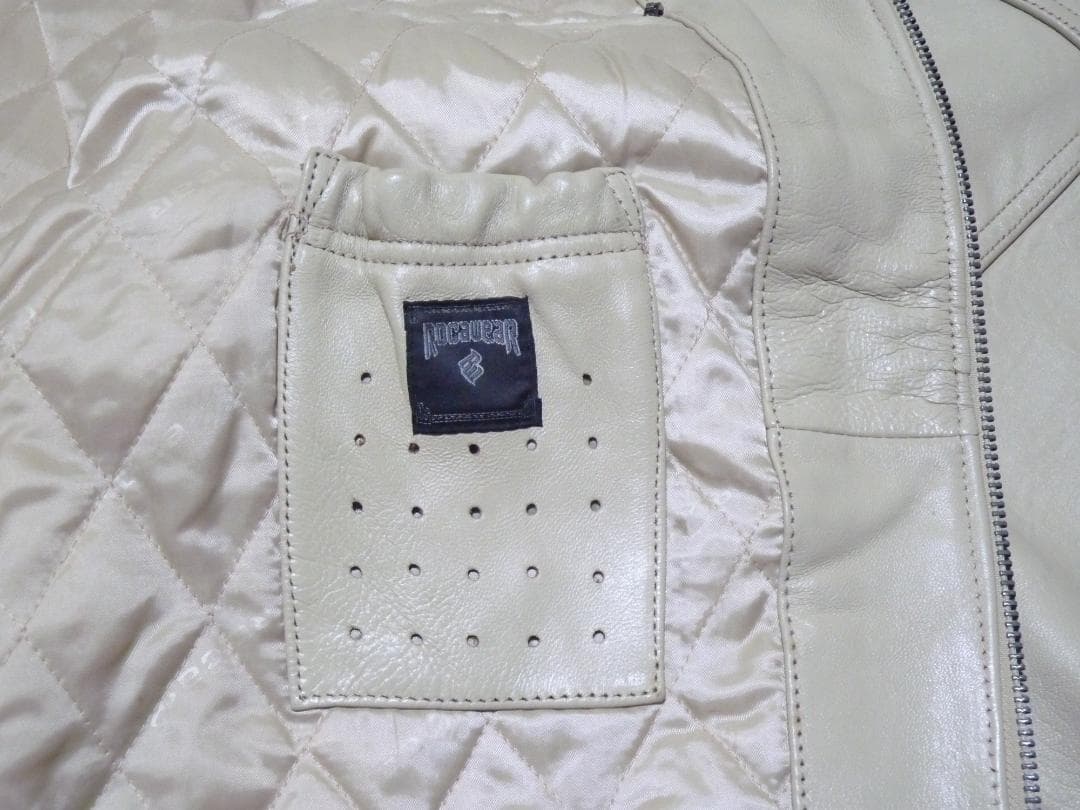 メルオジ　ロカウェア　本革　レザージャケット　クリーム　3XL