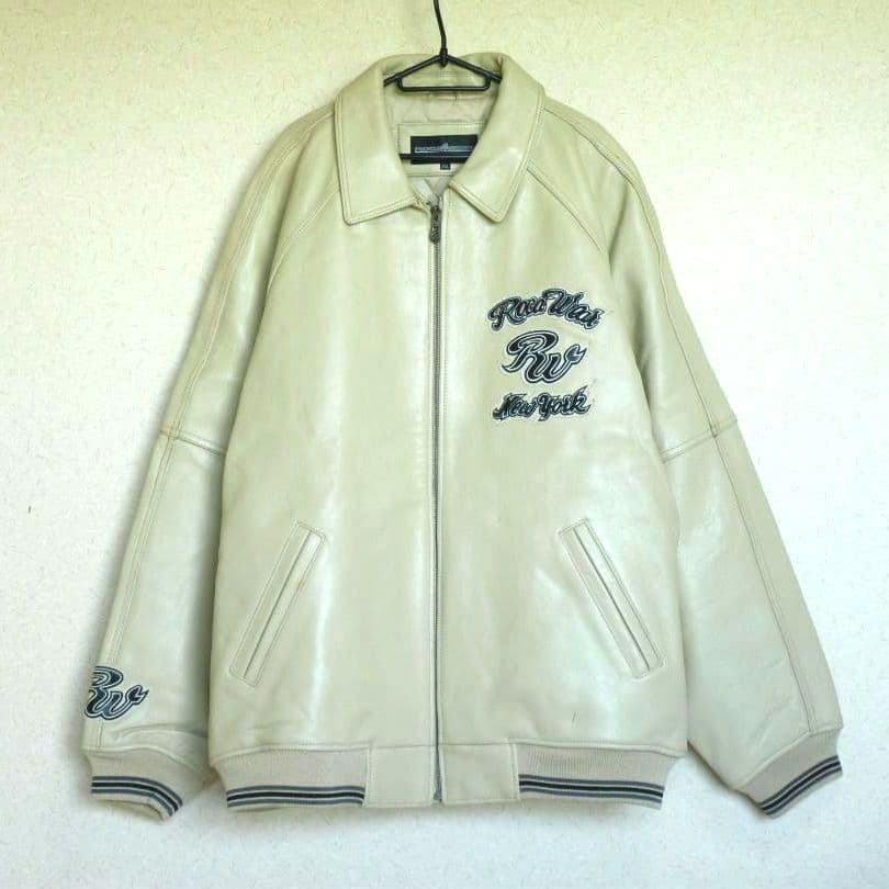 メルオジ　ロカウェア　本革　レザージャケット　クリーム　3XL