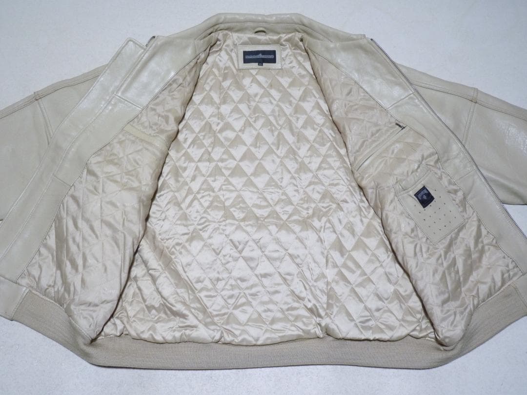 メルオジ　ロカウェア　本革　レザージャケット　クリーム　3XL