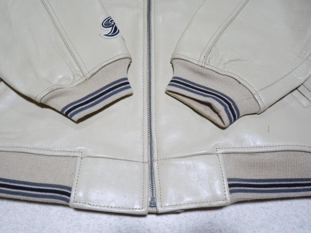 メルオジ　ロカウェア　本革　レザージャケット　クリーム　3XL