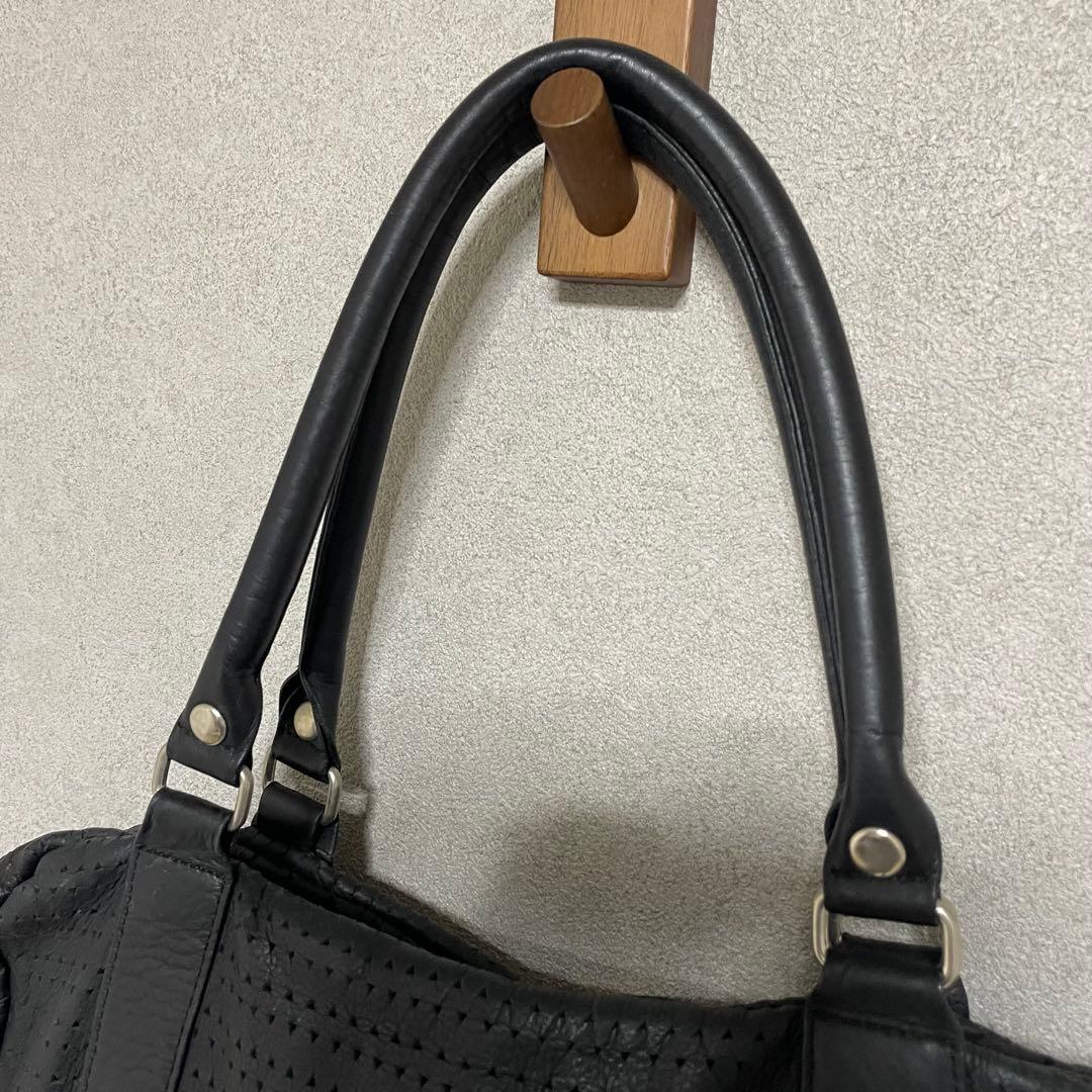 LIMI feu リミフゥ レザー　バッグ ボストン　バンド　ブラック　黒