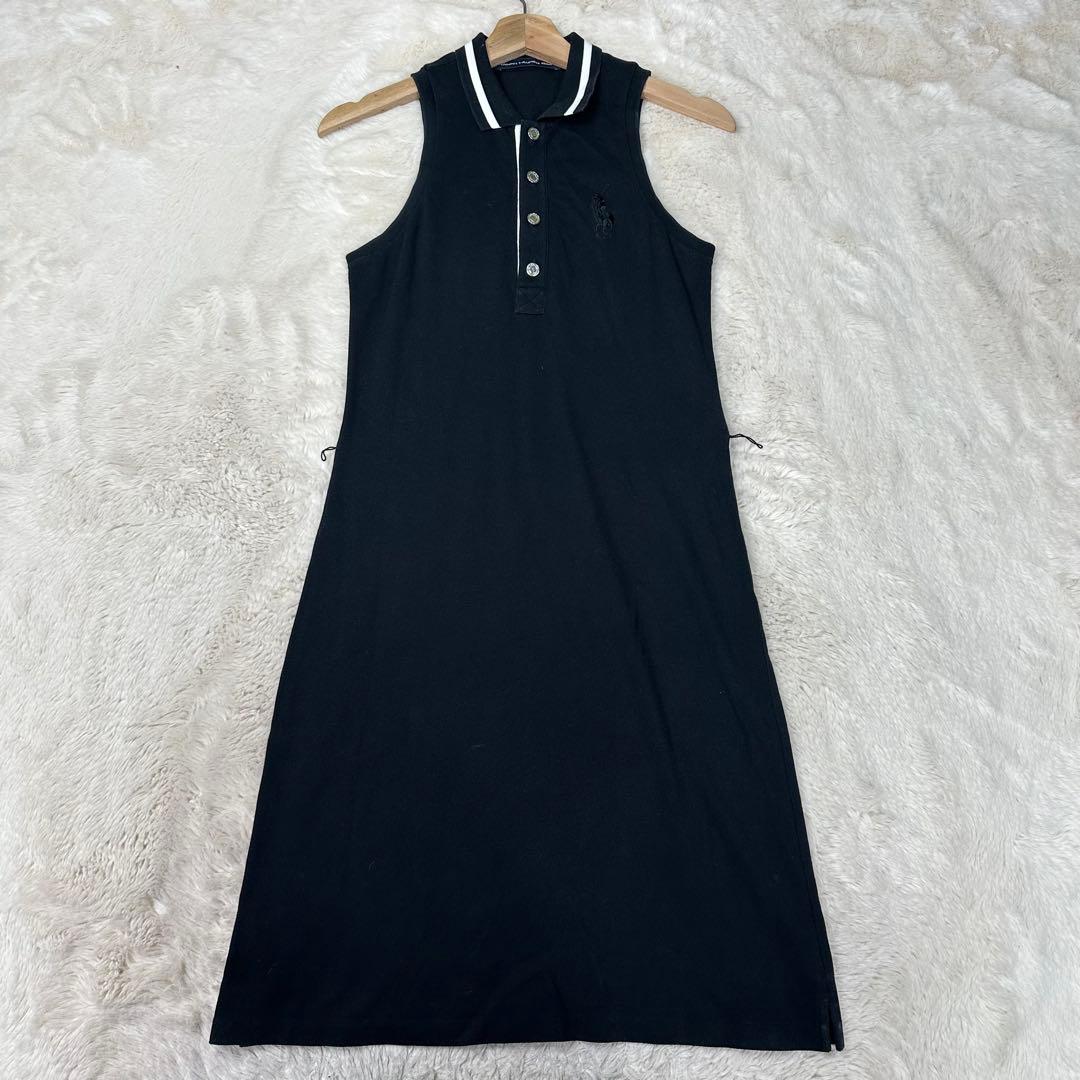 ✨美品✨ラルフローレンゴルフ ノースリーブポロワンピース 黒S スポーティー