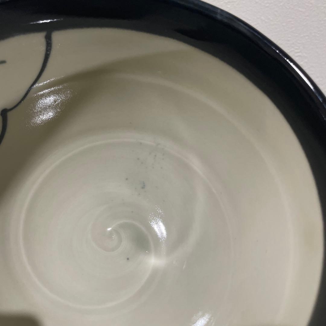 【新品・未使用】美濃焼 天狗窯 高台丼 椿 黒 大小ペア 和モダン 中鉢 大鉢
