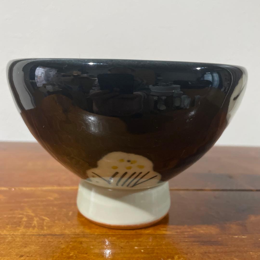 【新品・未使用】美濃焼 天狗窯 高台丼 椿 黒 大小ペア 和モダン 中鉢 大鉢