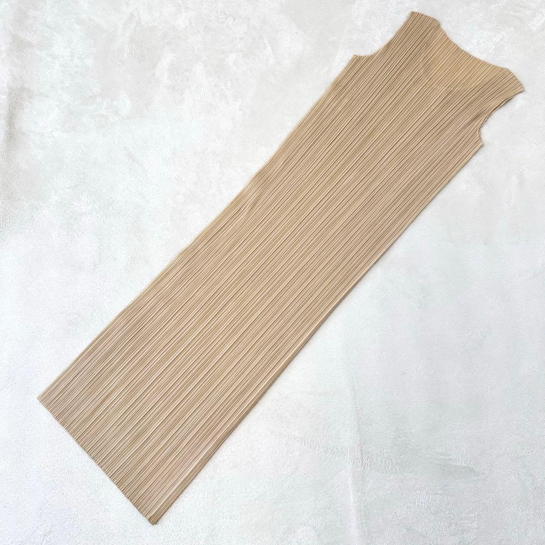極美品✨PLEATS PLEASE スリット入り　ベージュ　ロングワンピース