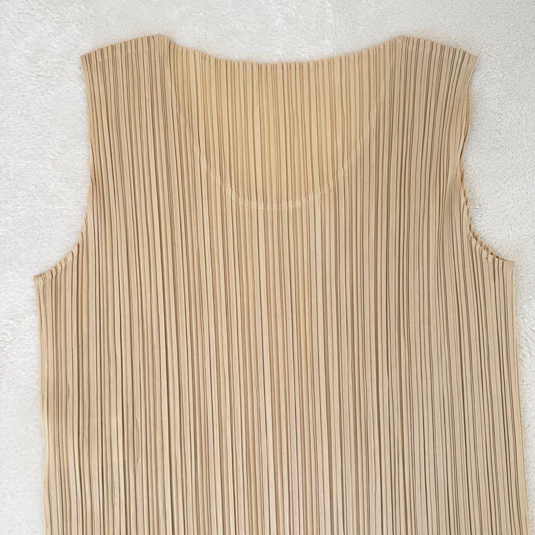 極美品✨PLEATS PLEASE スリット入り　ベージュ　ロングワンピース