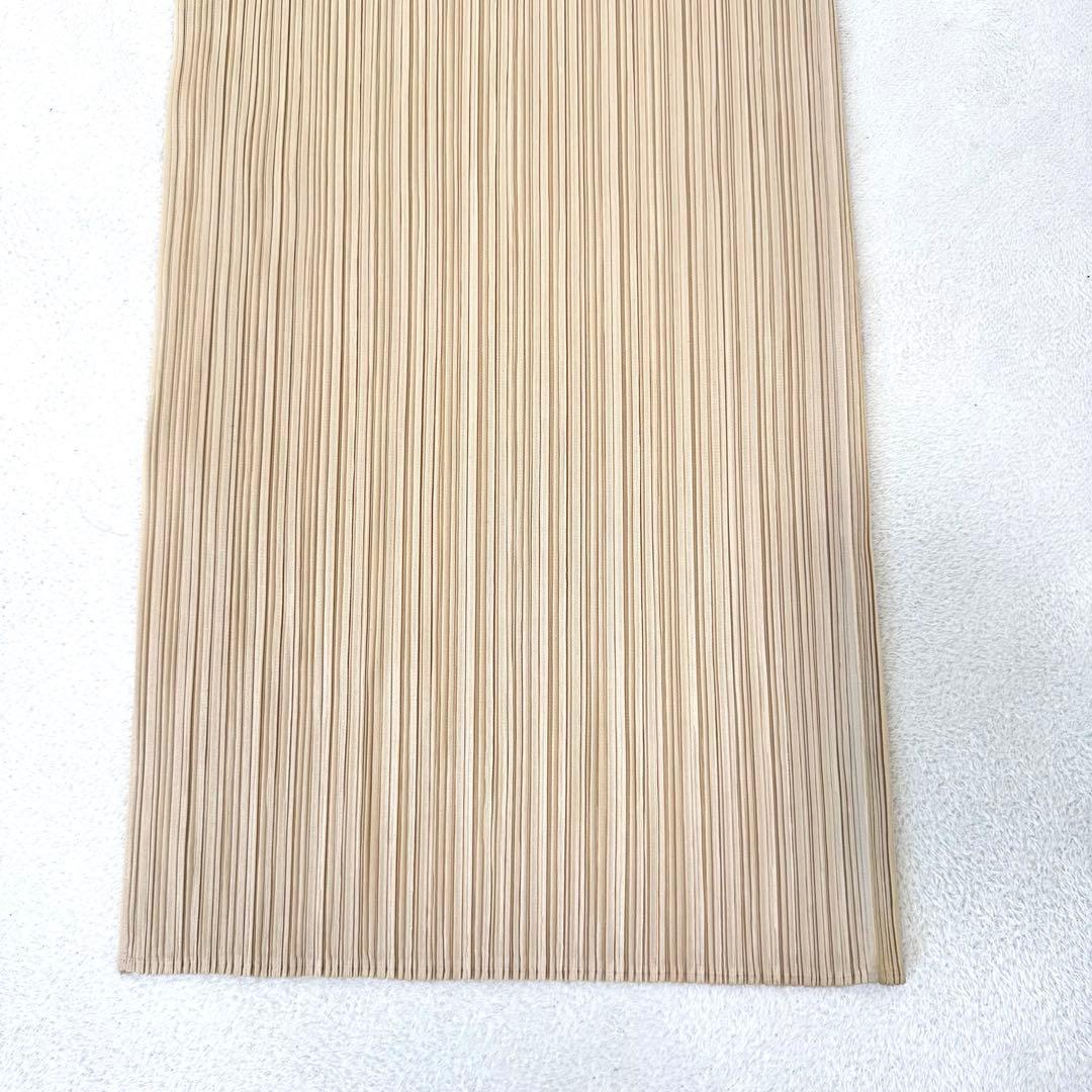 極美品✨PLEATS PLEASE スリット入り　ベージュ　ロングワンピース