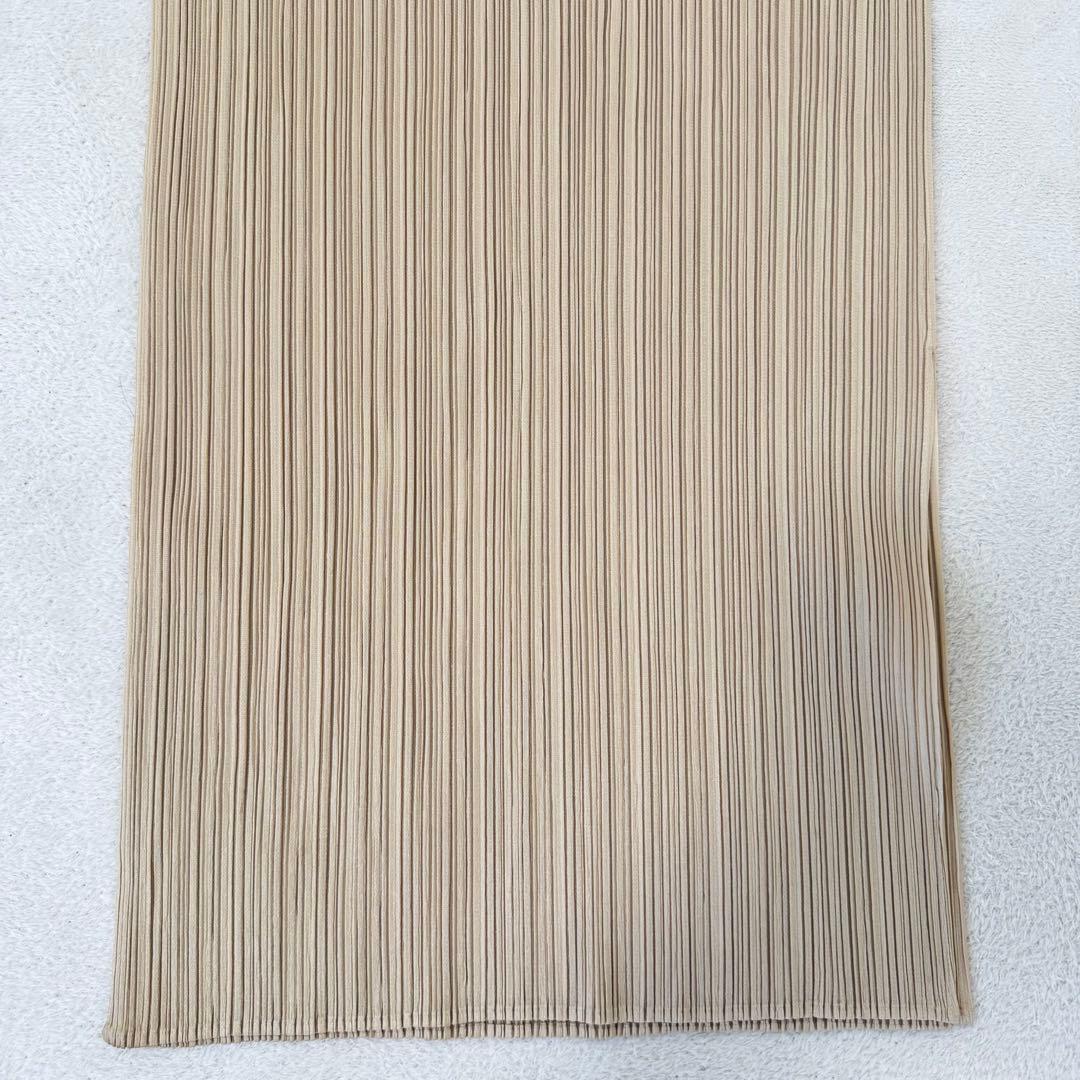 極美品✨PLEATS PLEASE スリット入り　ベージュ　ロングワンピース
