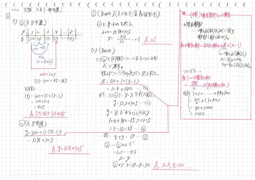塾講師オリジナル数学解説 全問動画付 大阪B 公立高校入試2020-22 過去問