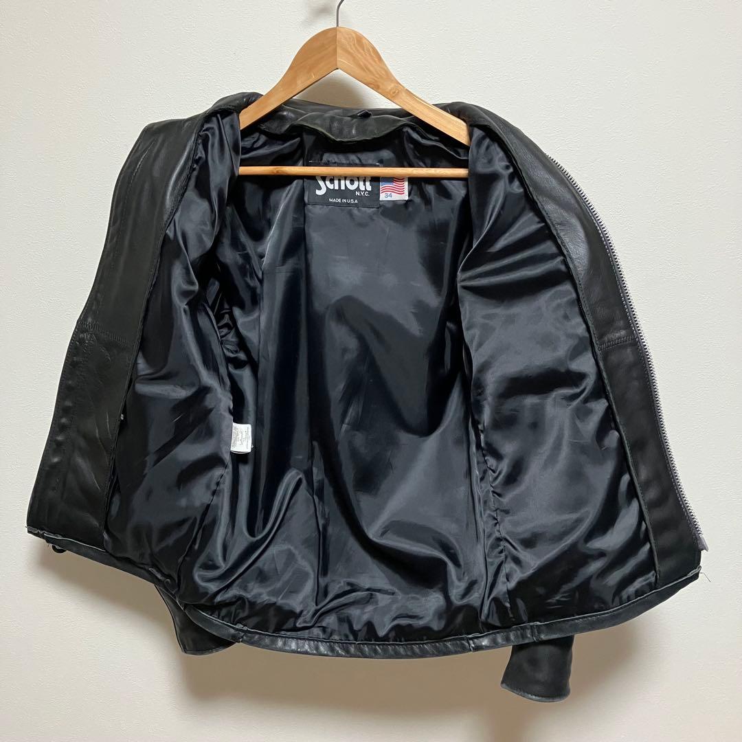 schott 641シングル ライダースジャケットUSA 34 オマケ付き！