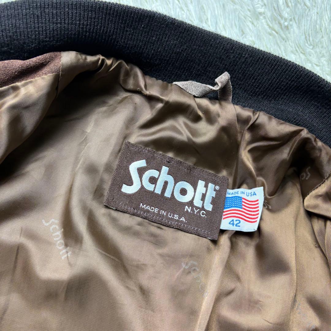 USA製 SCHOTT【スエードレザー 】ボンバージャケット XL 90s 短丈