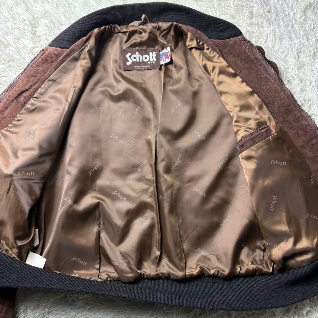 USA製 SCHOTT【スエードレザー 】ボンバージャケット XL 90s 短丈