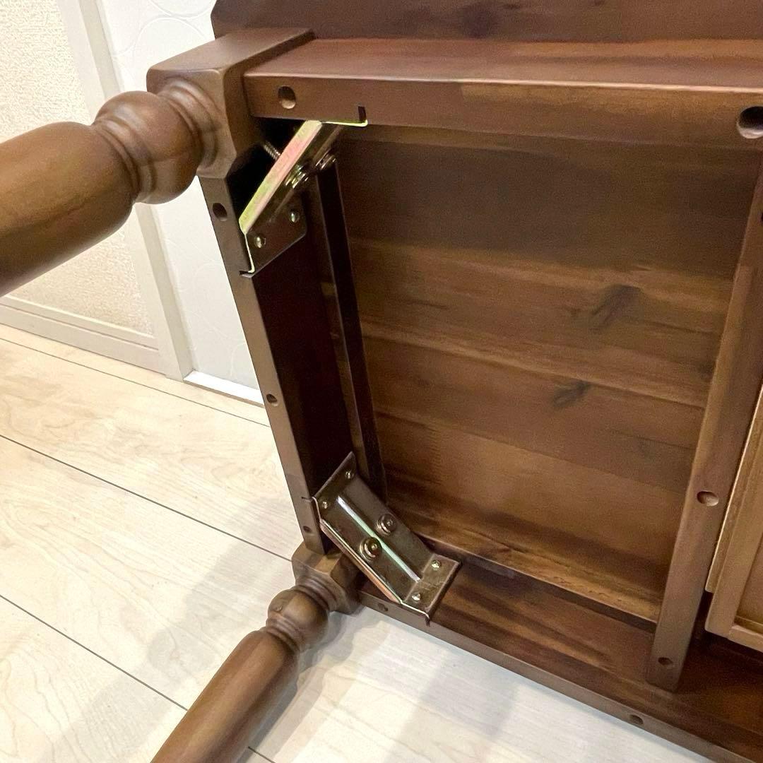 【美品】家具の大丸 センターテーブル アカシア無垢 引き出し付 幅95