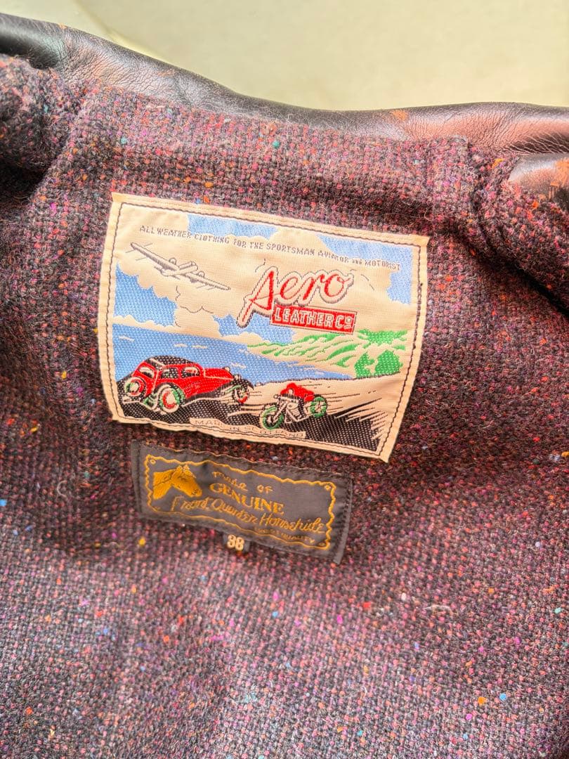 Aero leather ブラックレザージャケット　38