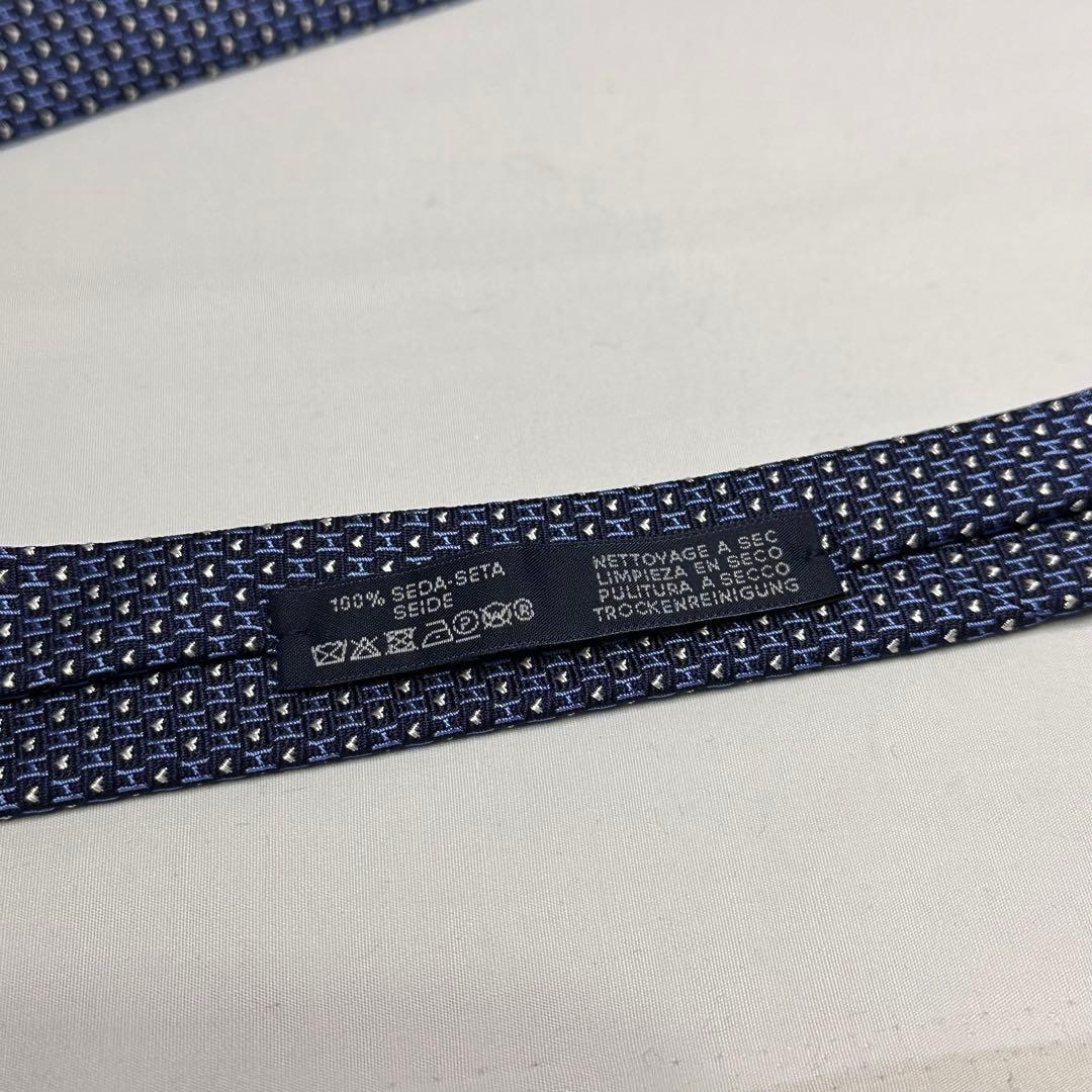 新品箱付☆エルメス☆ネクタイ☆ネイビー☆ファソネ☆ハート☆青系☆H柄☆716