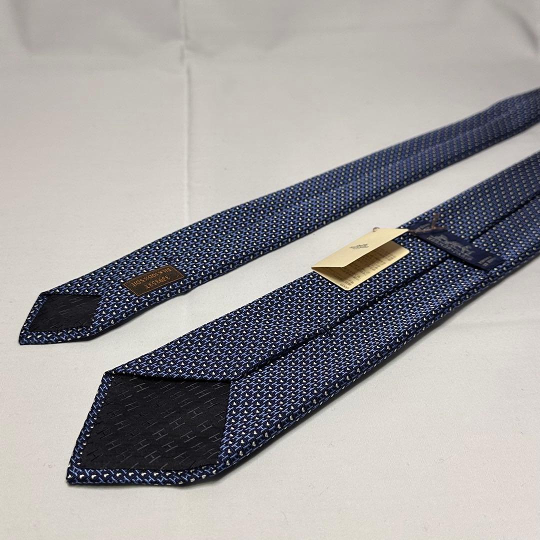 新品箱付☆エルメス☆ネクタイ☆ネイビー☆ファソネ☆ハート☆青系☆H柄☆716