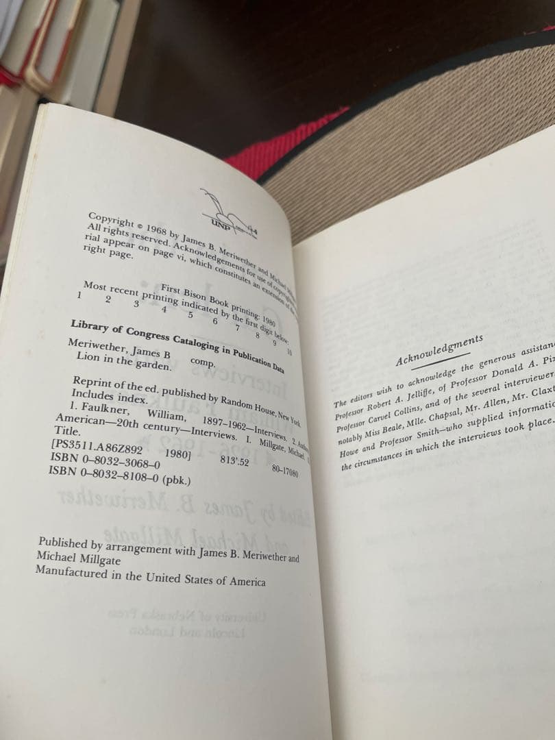 洋書 Lion in the Garden: William Faulkner