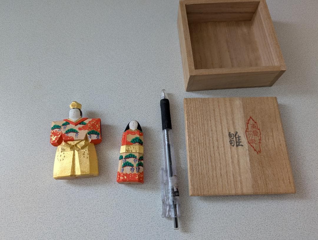 奈良一刀彫 立雛 瀬谷桃源 作 共箱付 雛人形 木彫 伝統工芸 美品