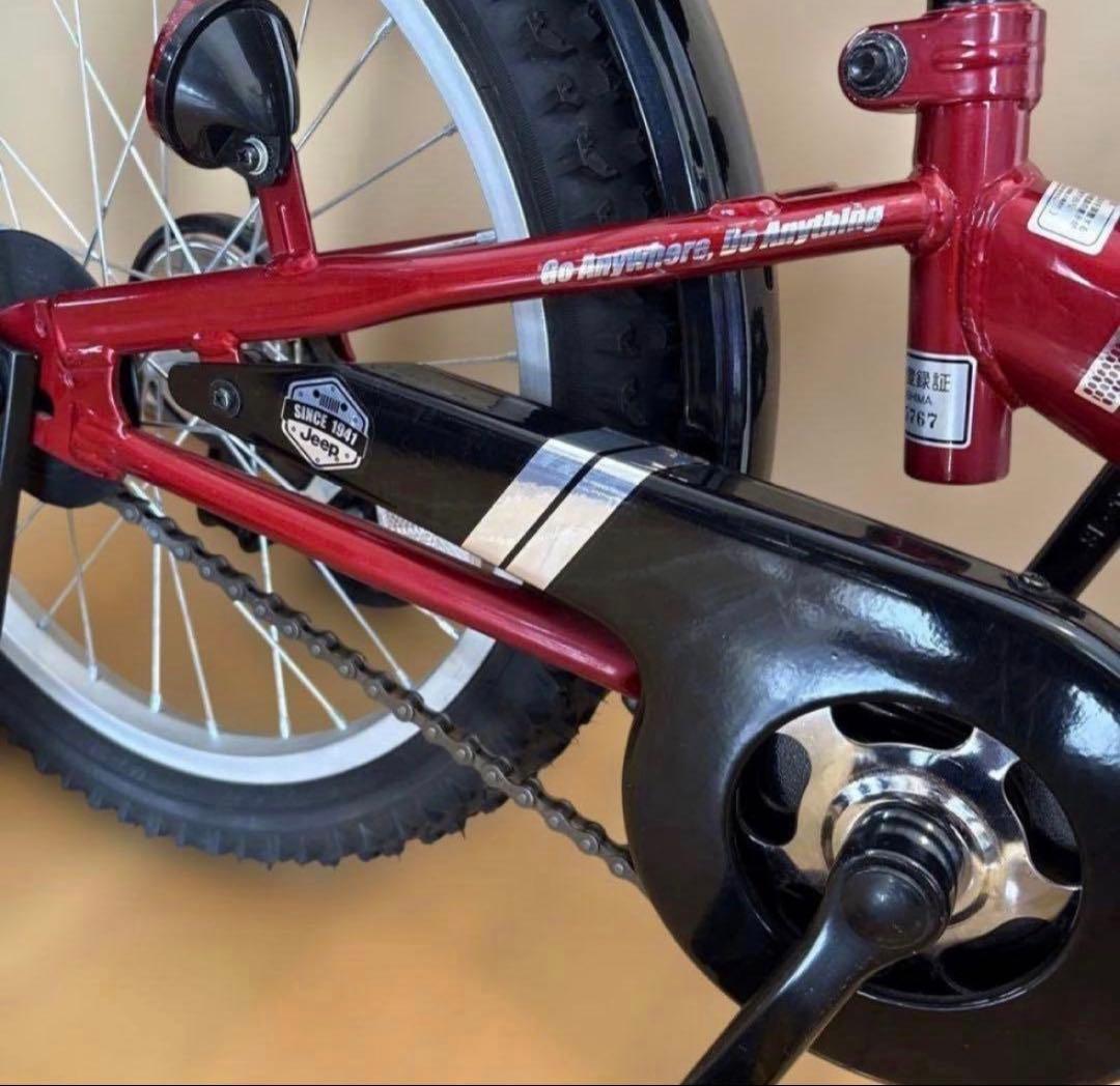 【極美品】Jeep 子供用自転車 16インチ 赤 前カゴ&補助輪付き