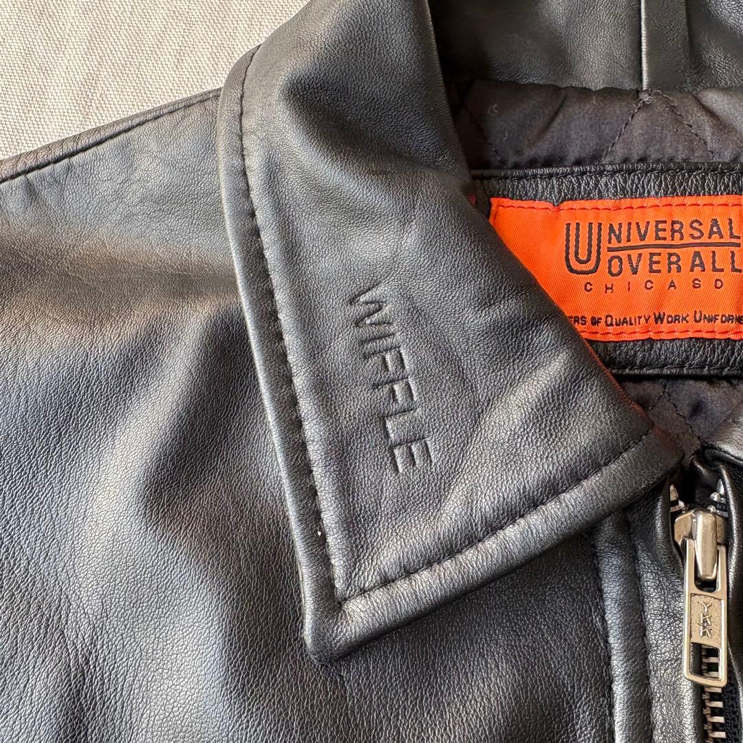 universal overall レザー トラッカージャケット 羊革 ブラック
