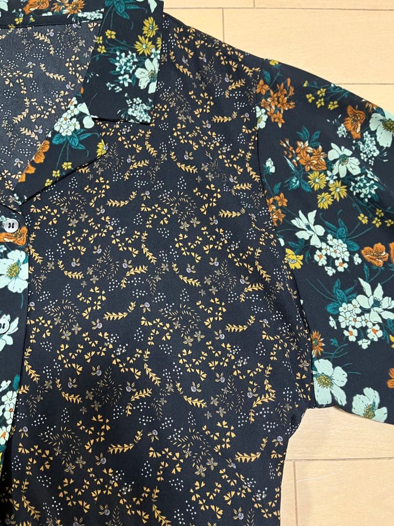 美品／as know as olaca オオラカ　花柄　パッチワークワンピース