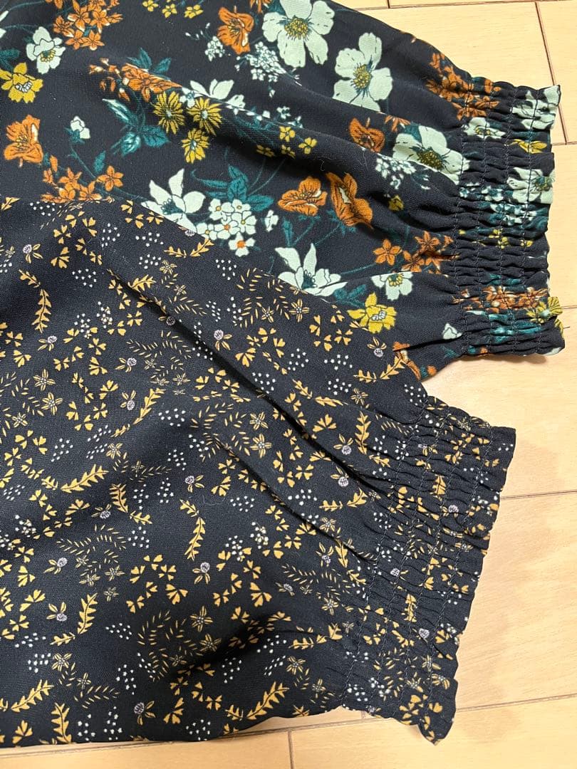 美品／as know as olaca オオラカ　花柄　パッチワークワンピース