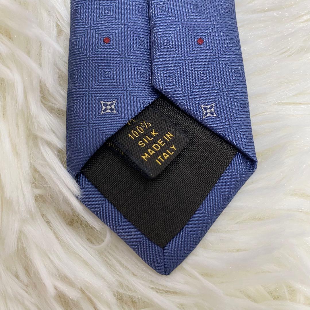 Louis Vuitton シルクネクタイ ブルー 小紋柄 ルイヴィトン