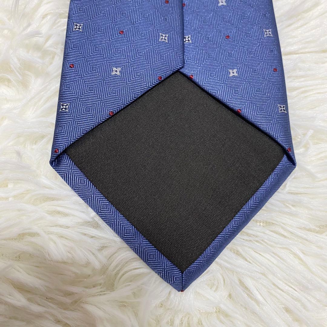 Louis Vuitton シルクネクタイ ブルー 小紋柄 ルイヴィトン