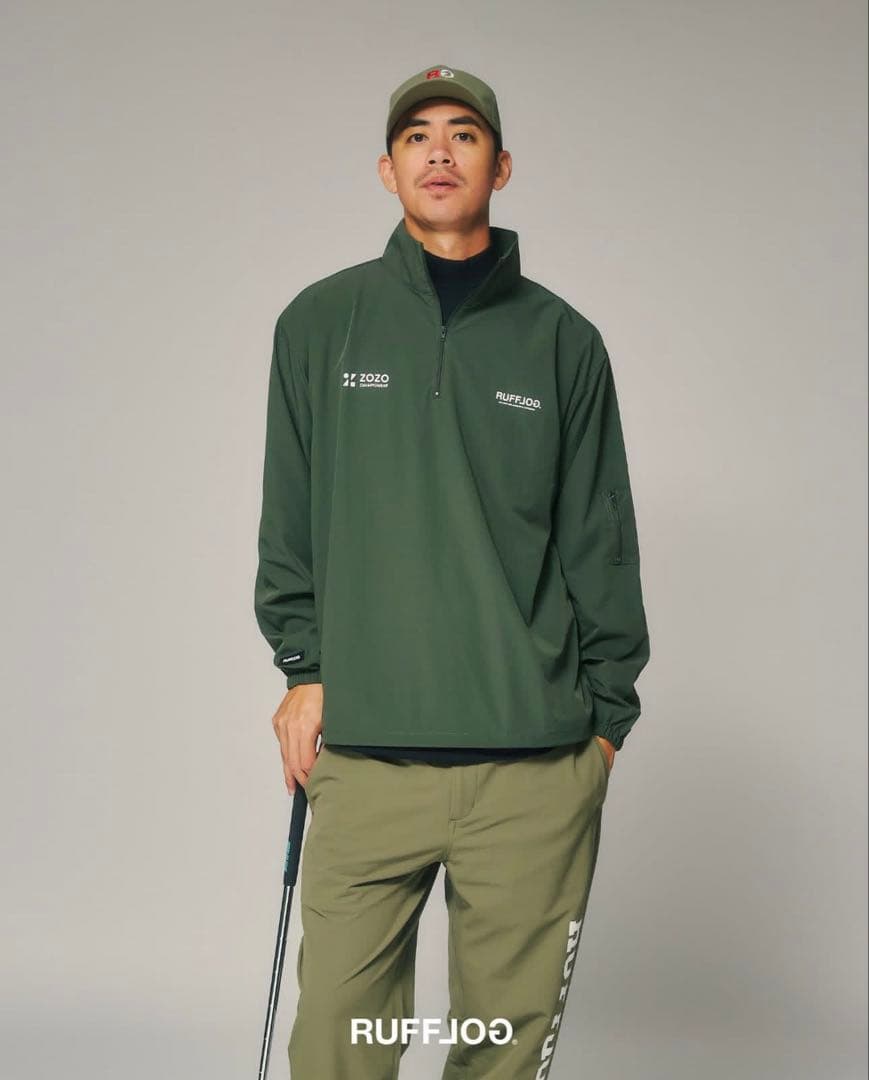 カーキM 完売品ラフロッグZOZO限定RUFFLOG ハーフジッププルオーバー