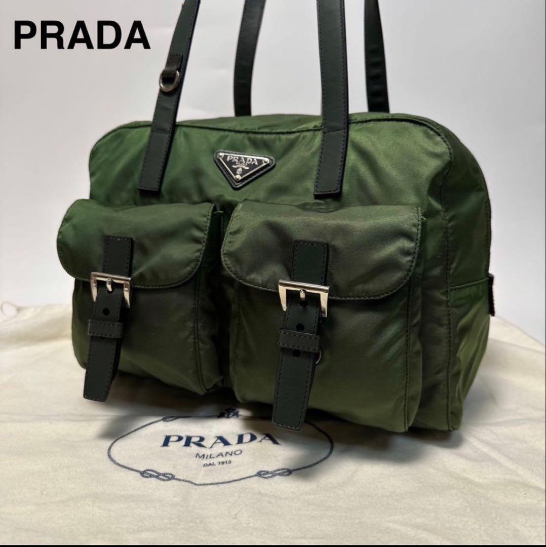 お*ょ様 【美品】プラダ　三角ロゴ　ナイロン　レザー　トートバッグ　ワンショルダ