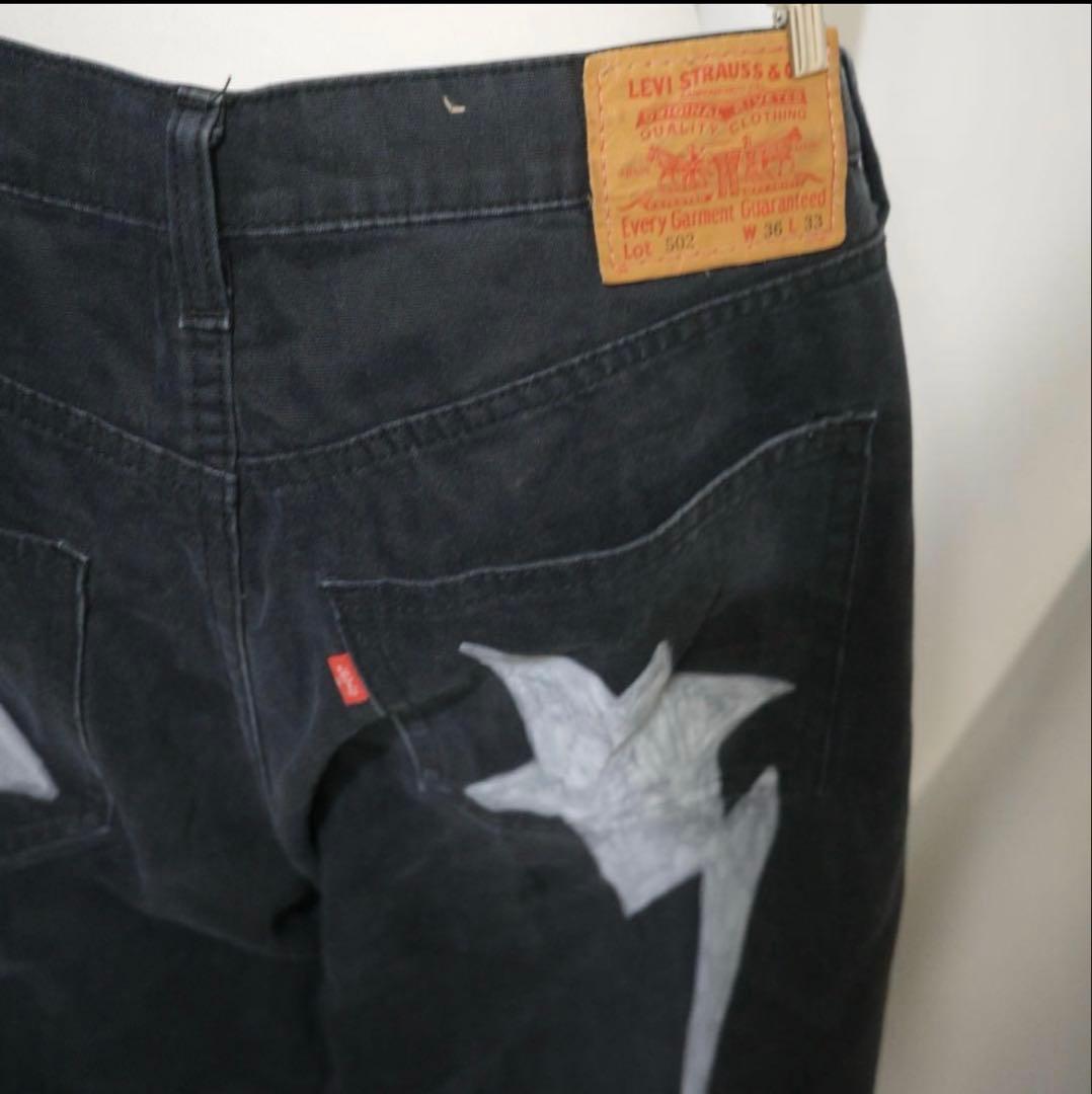Levi's ブラックデニム 2000年代 ワイドフィット　Iライン