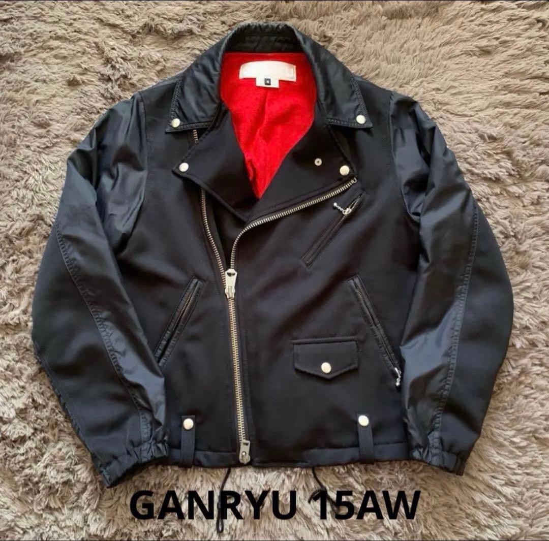 極美品　GANRYU 15AW ライダースコーチジャケット ブラックM