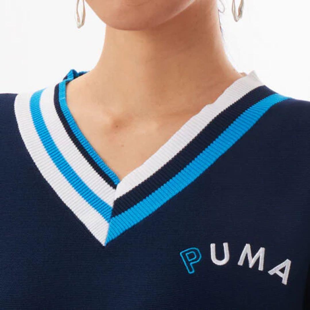 PUMA レディース Vネックセーター ネイビー