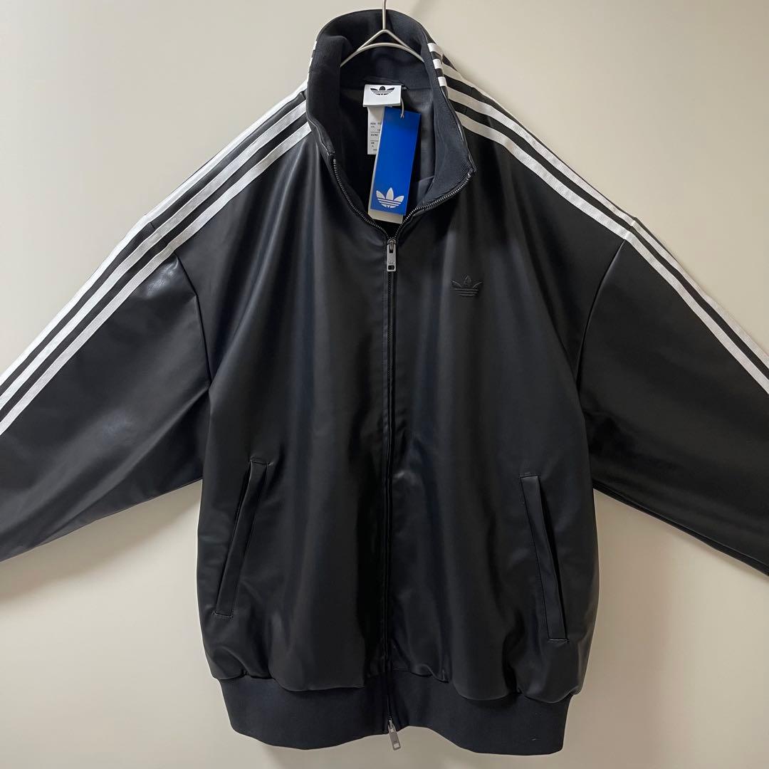 新品4XL】窪塚洋介 アディダス フェイクレザージャケットトップ プレザー3S黒