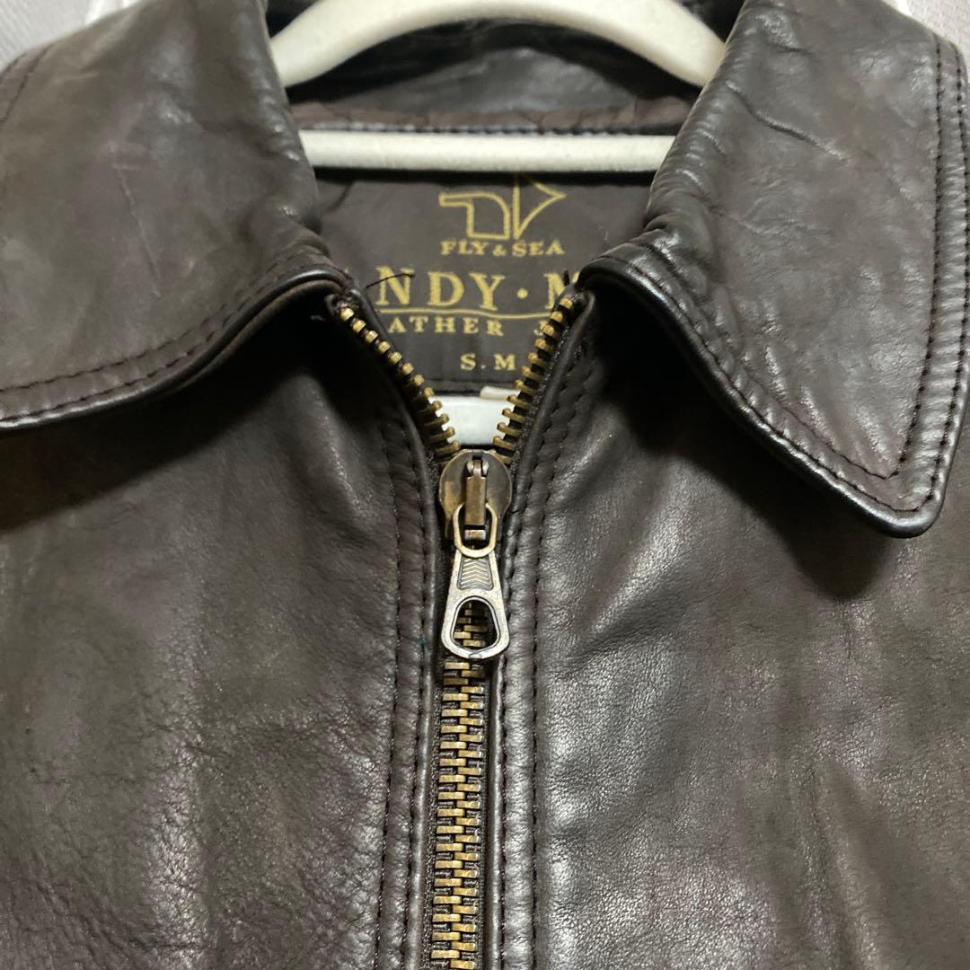 【古着】イタリア製　ダークブラウン レザージャケット　推定90s~